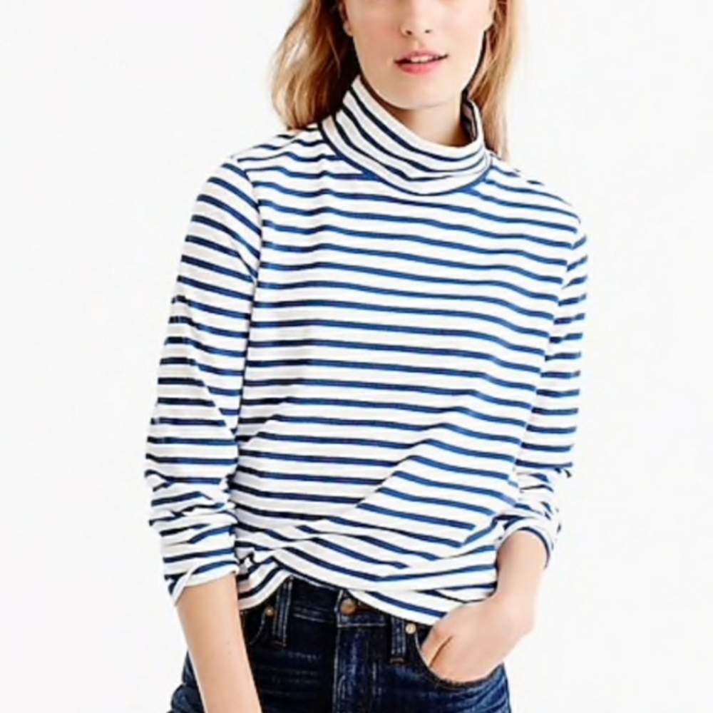 J. Crew Nautical Striped Mock Neck Pullover